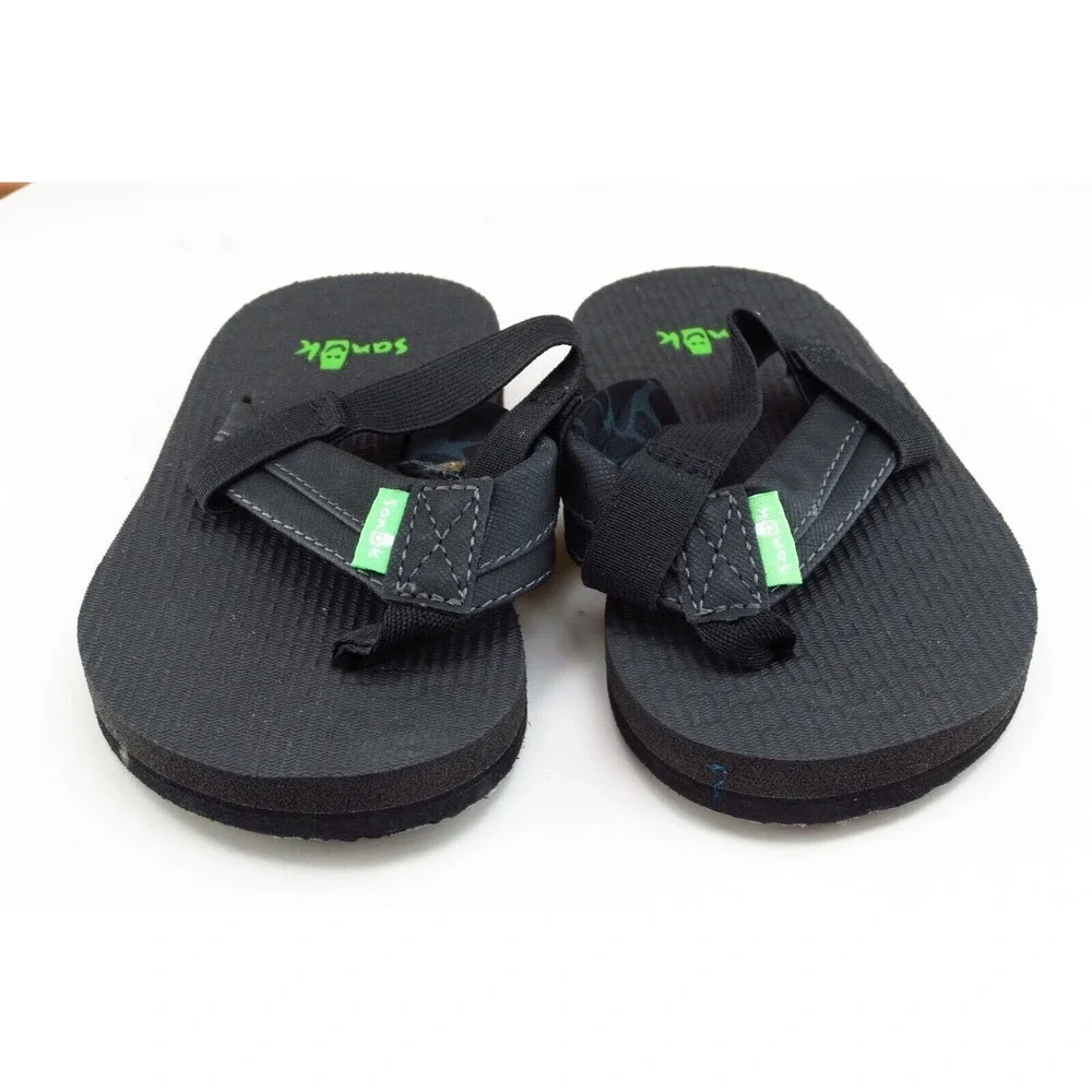 Sanuk Toddler Boys 7-8 Medium Black Slingback‎ Synthetic